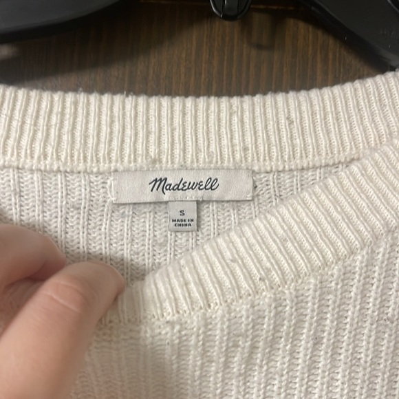 Madewell Patch Pocket Pullover Sweater In Off White Cream Size Small - Picture 5 of 7